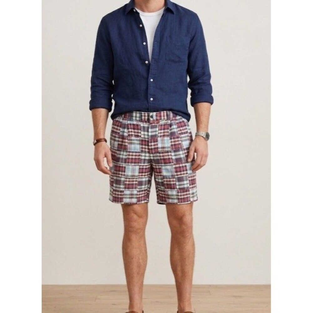 Vtg Jos A. Bank Nantucket Island Patchwork Madras Plaid Shorts Mens 36 Preppy 9"